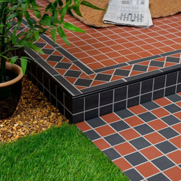 Decorative red black porcelain wall floor Victorian tiles