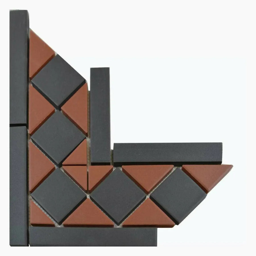 Victorian Red Black porcelain corner wall floor tiles