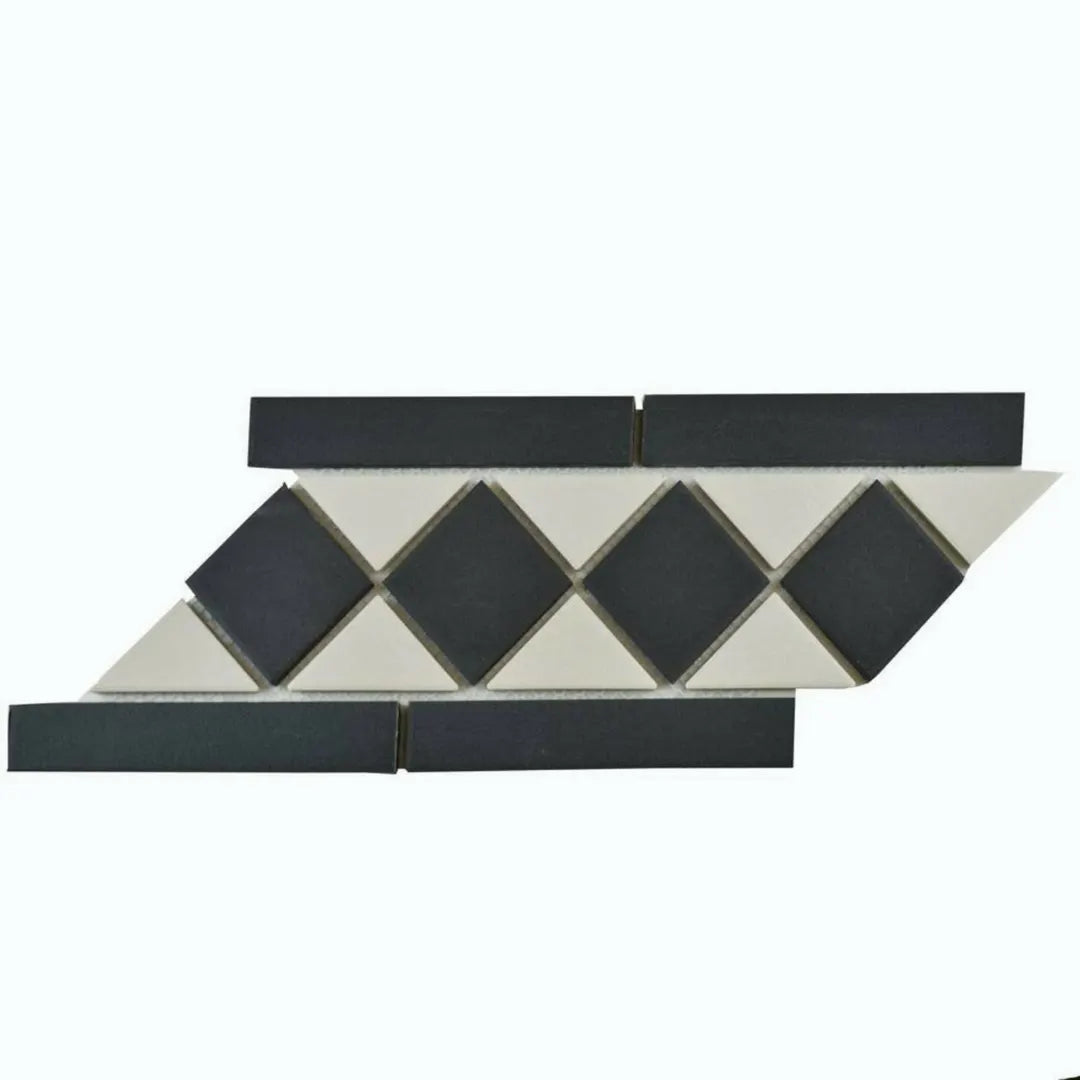 Victorian white black border porcelain wall floor tiles
