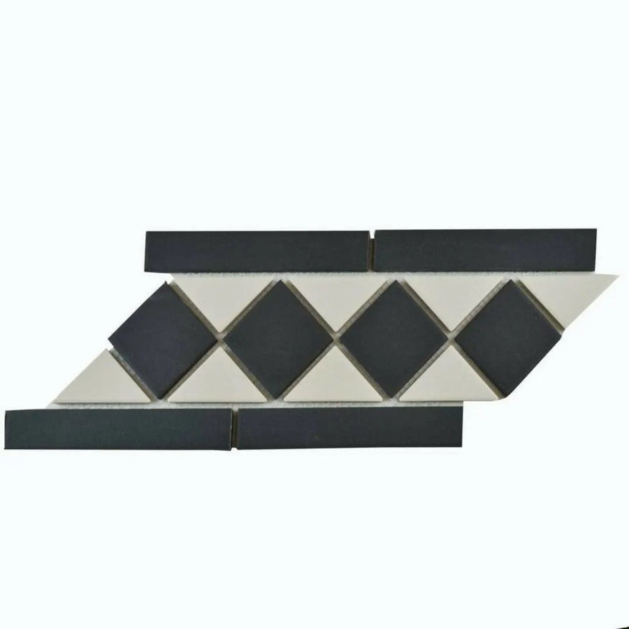 Victorian white black border porcelain wall floor tiles