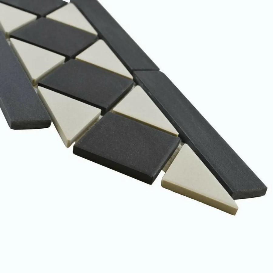 White and black Victorian border tiles for interior walls