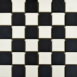 Victorian white and black chequer mosaic wall floor tiles