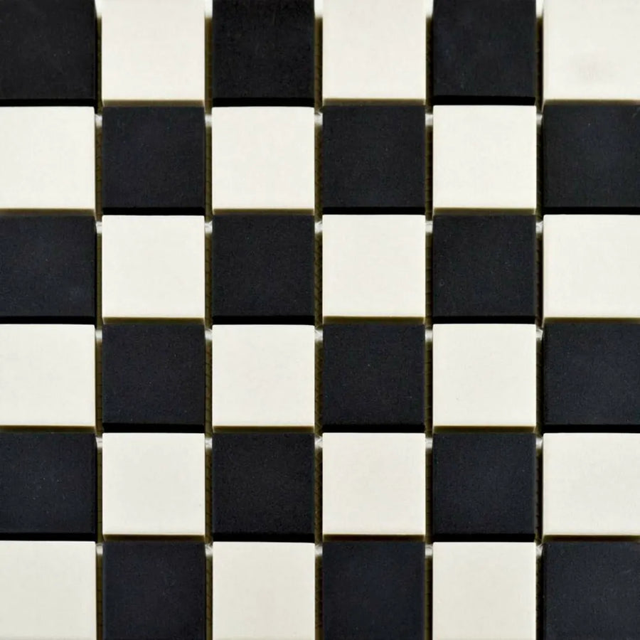 Victorian white and black chequer mosaic wall floor tiles