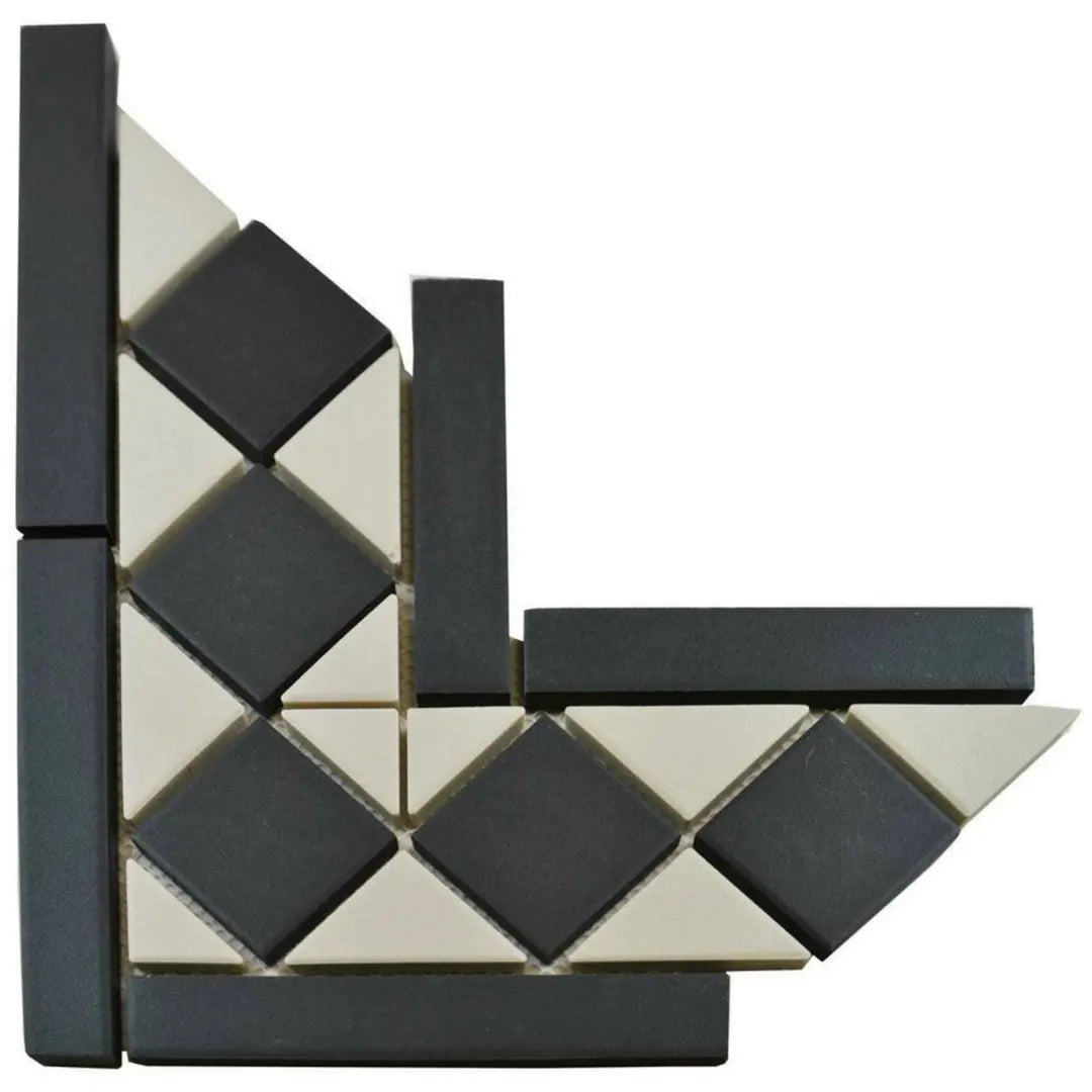 Victorian White Black Corner porcelain wall floor tiles