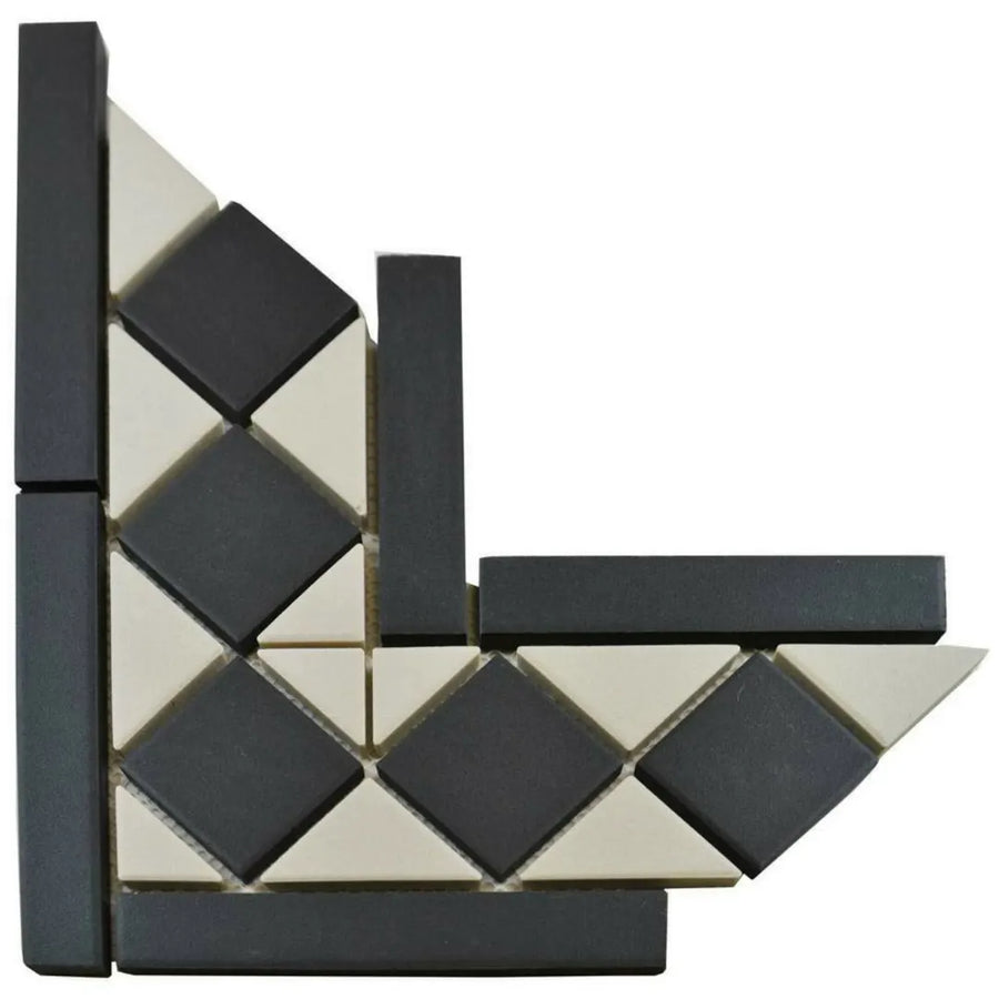 Victorian White Black Corner porcelain wall floor tiles