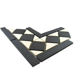 White and black Victorian porcelain wall floor tile design