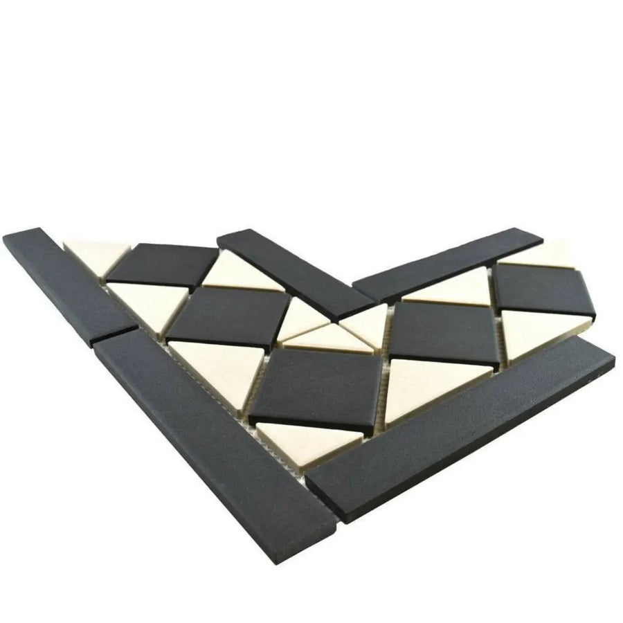 White and black Victorian porcelain wall floor tile design