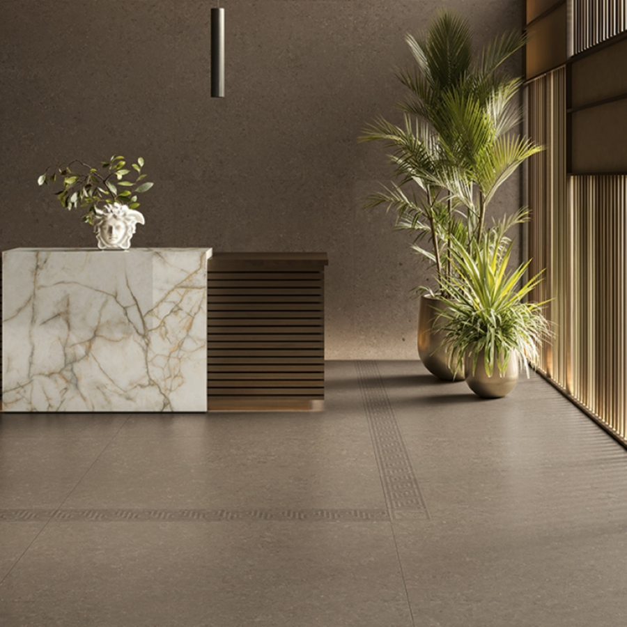 Brown ceramic stone look wall and floor interior tiles