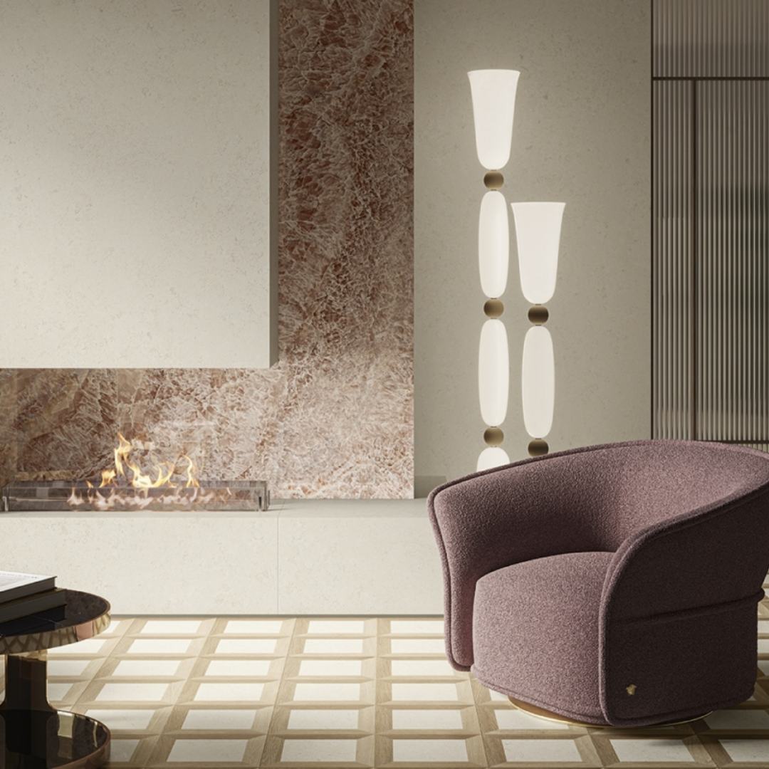 Modern white ceramic wall and floor stone effect tiles