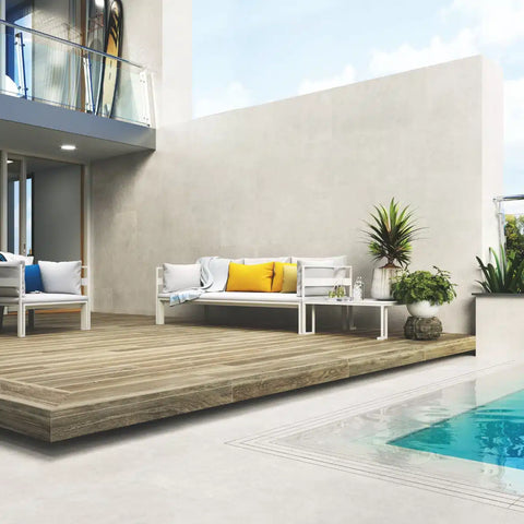 Large format white porcelain tile for wet rooms and kitchens