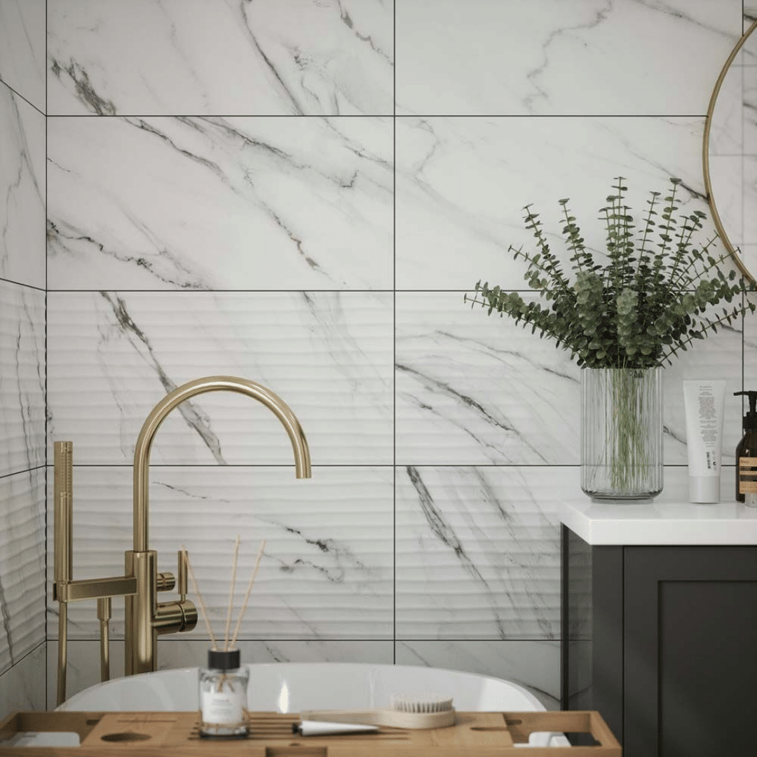 White marble look Waldorf Décor wall tiles