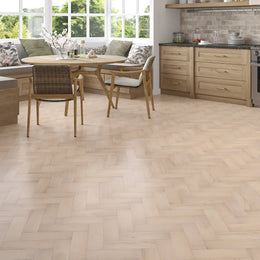 Westmere White Oak Herringbone Flooring in a room setting
