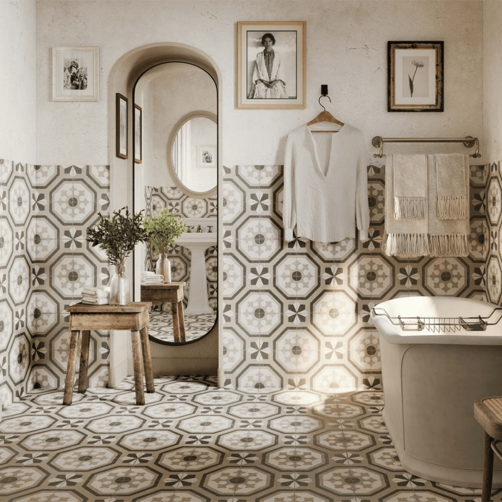 Zayda Grey matt ceramic decor tile for wall and floor