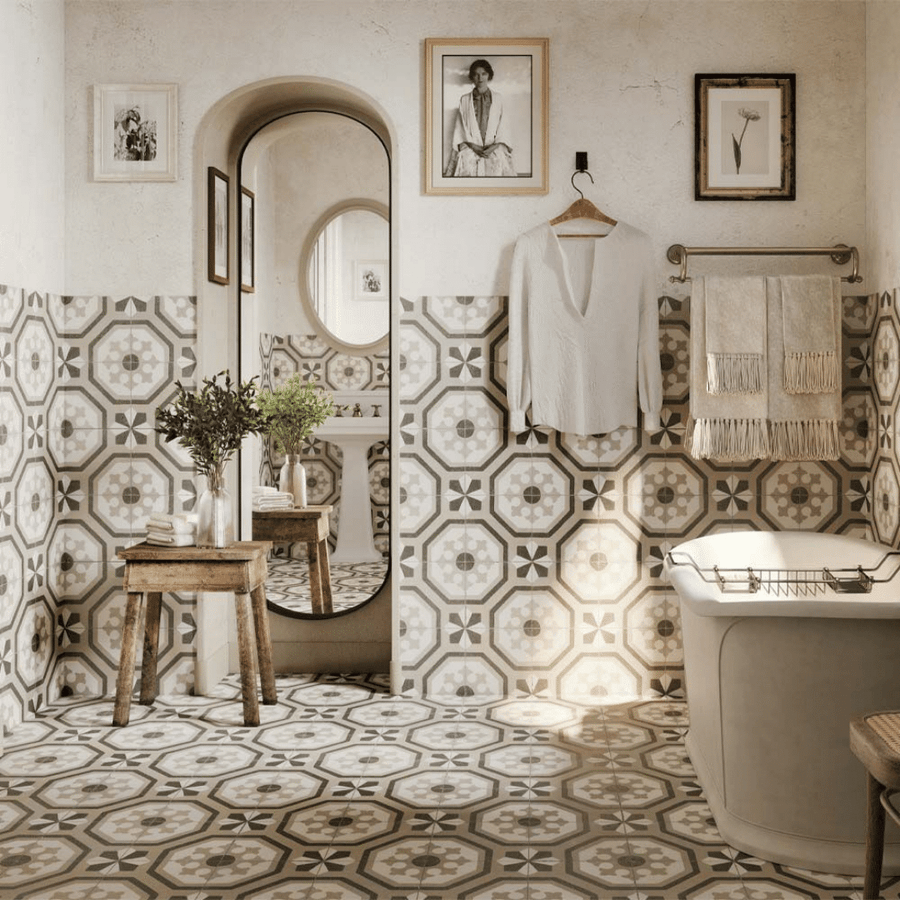 Zayda Grey matt ceramic decor tile for wall and floor