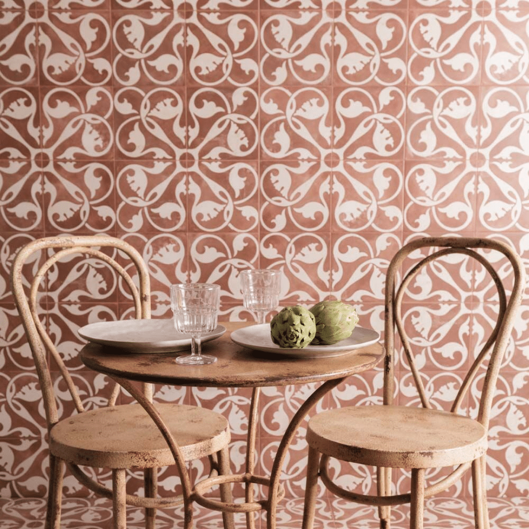 Red stone effect ceramic tile for wall and floor