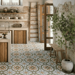 Zayda Sage Multi matt ceramic wall and floor green decor tile