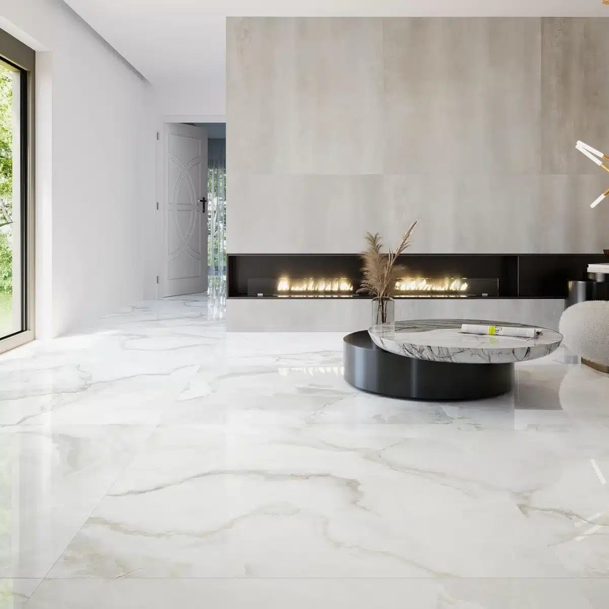 Clarke Bone sugar finish kitchen tile installed in open space