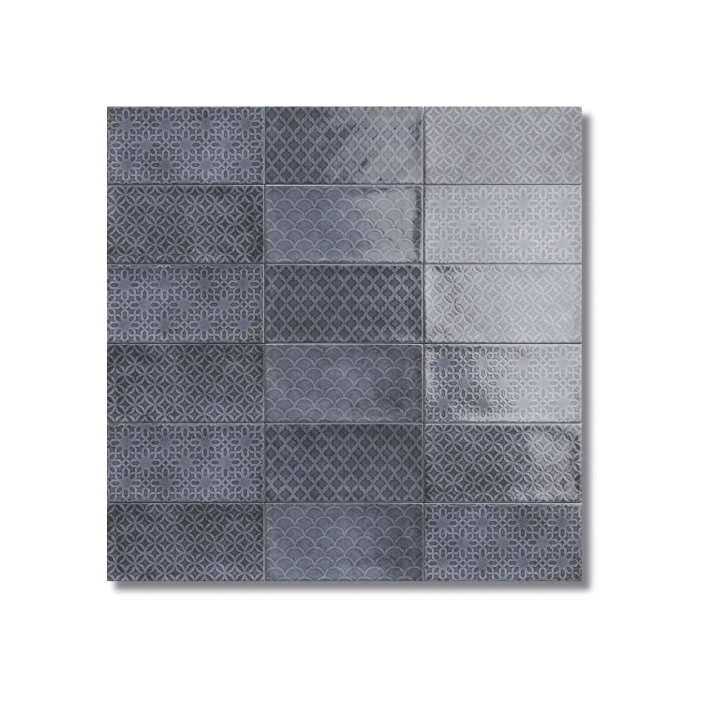 Gloss ceramic tile with blue decorative patternGloss ceramic tile with blue decorative pattern
