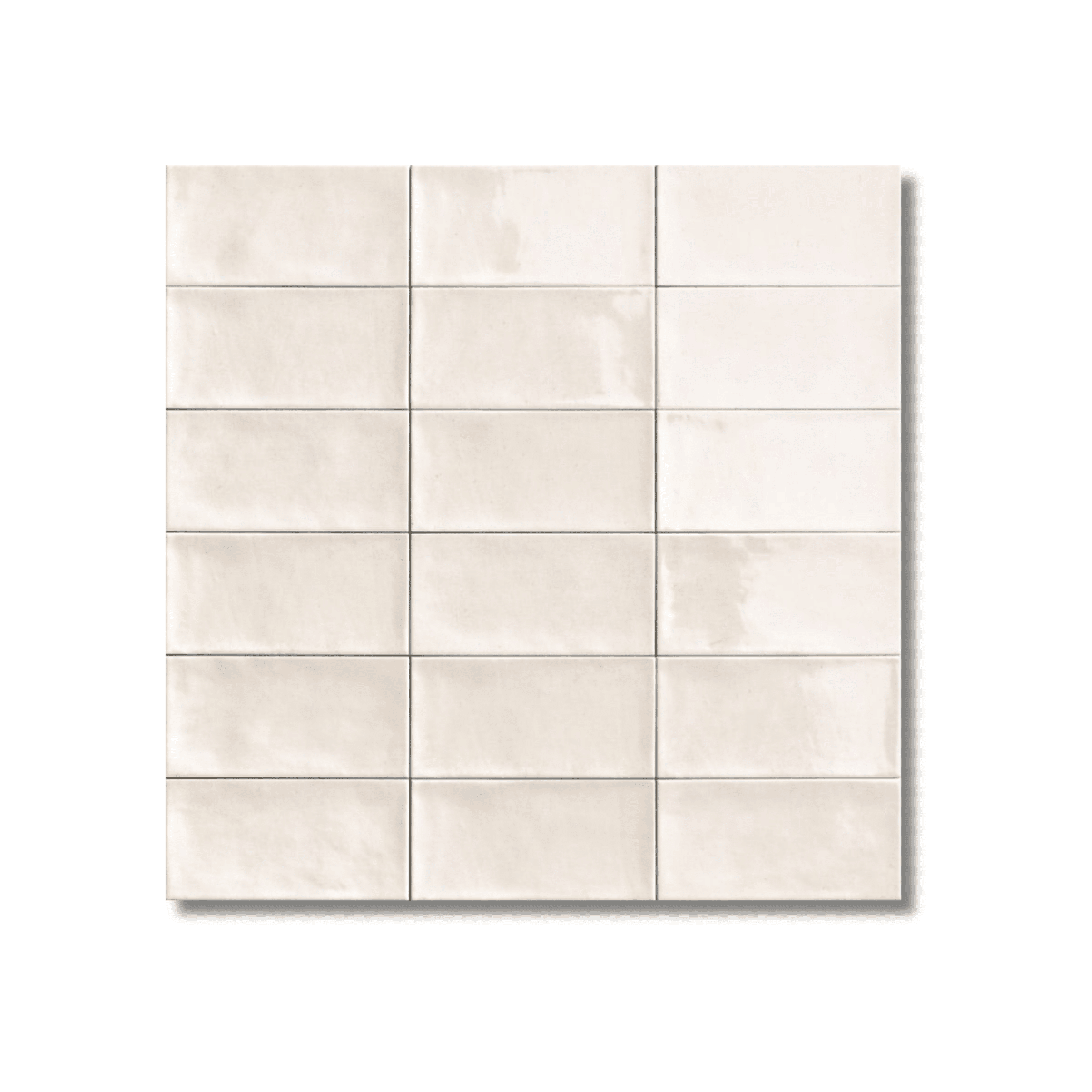 Bianco gloss ceramic wall tile 100x200mm close-up