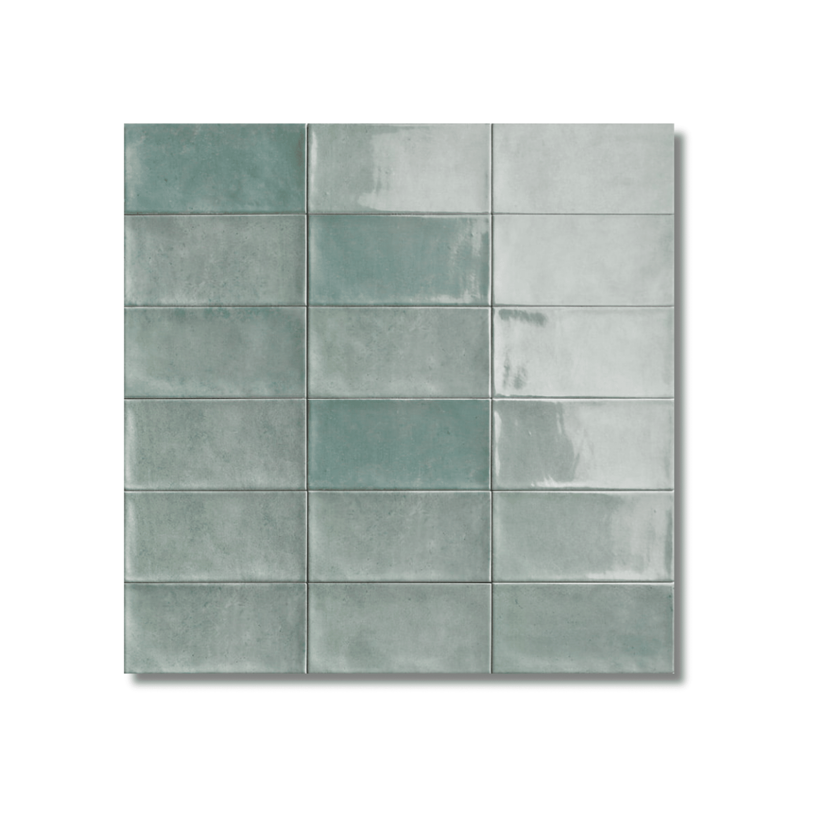 Close-up of Chiswick Emerald tile's vibrant color and glossy finish