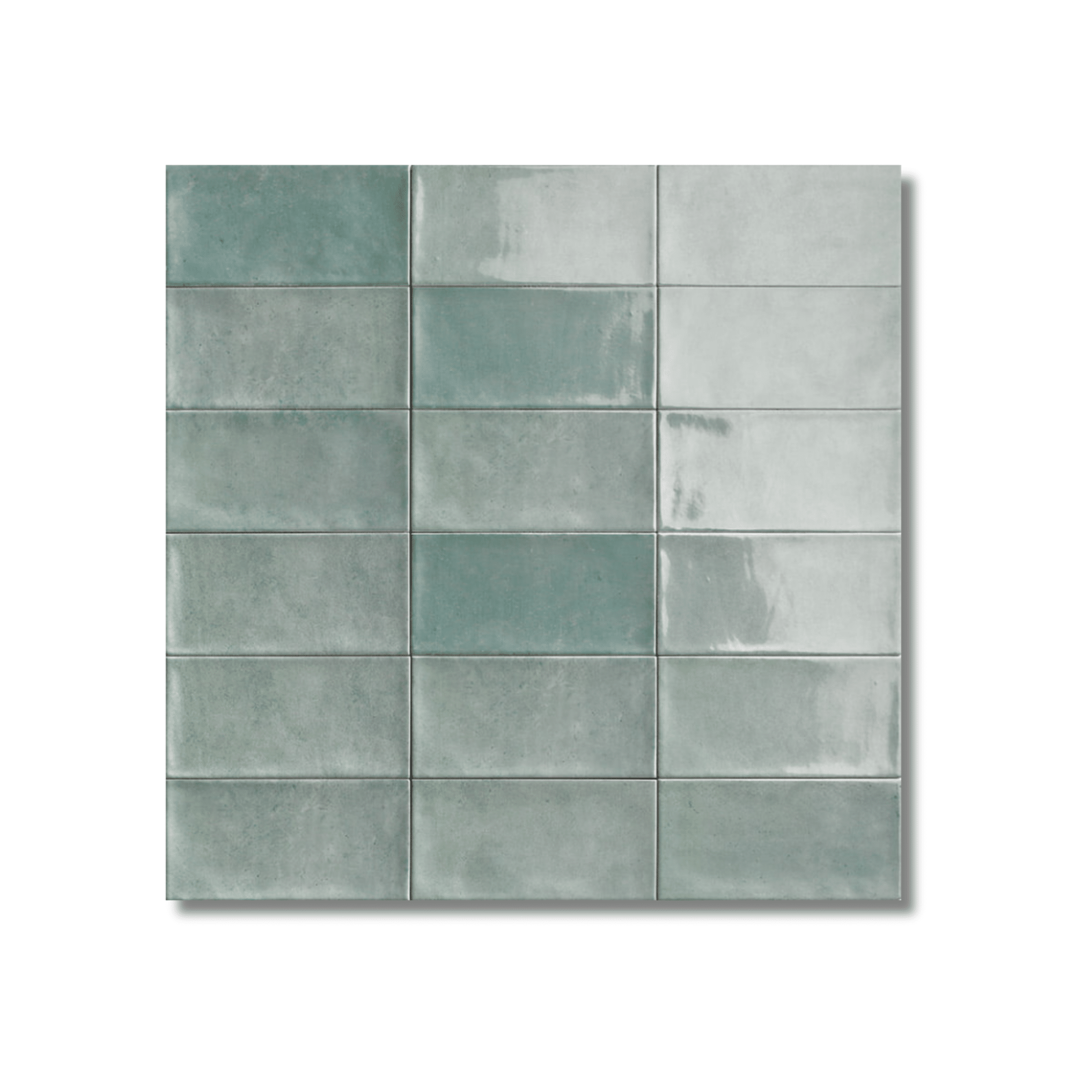 Close-up of Chiswick Emerald tile's vibrant color and glossy finish