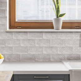 Close-up of Chiswick Grey Decor tile's subtle texture