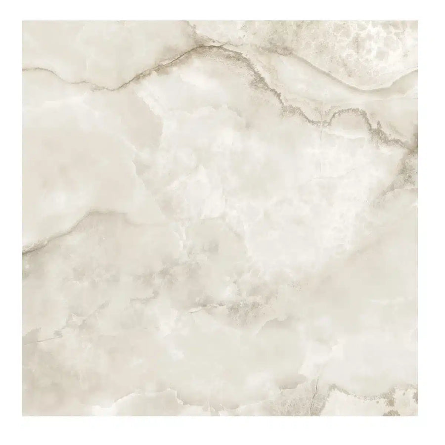 Semi-polished beige tiles with lappato texture creating soft gloss effect under light