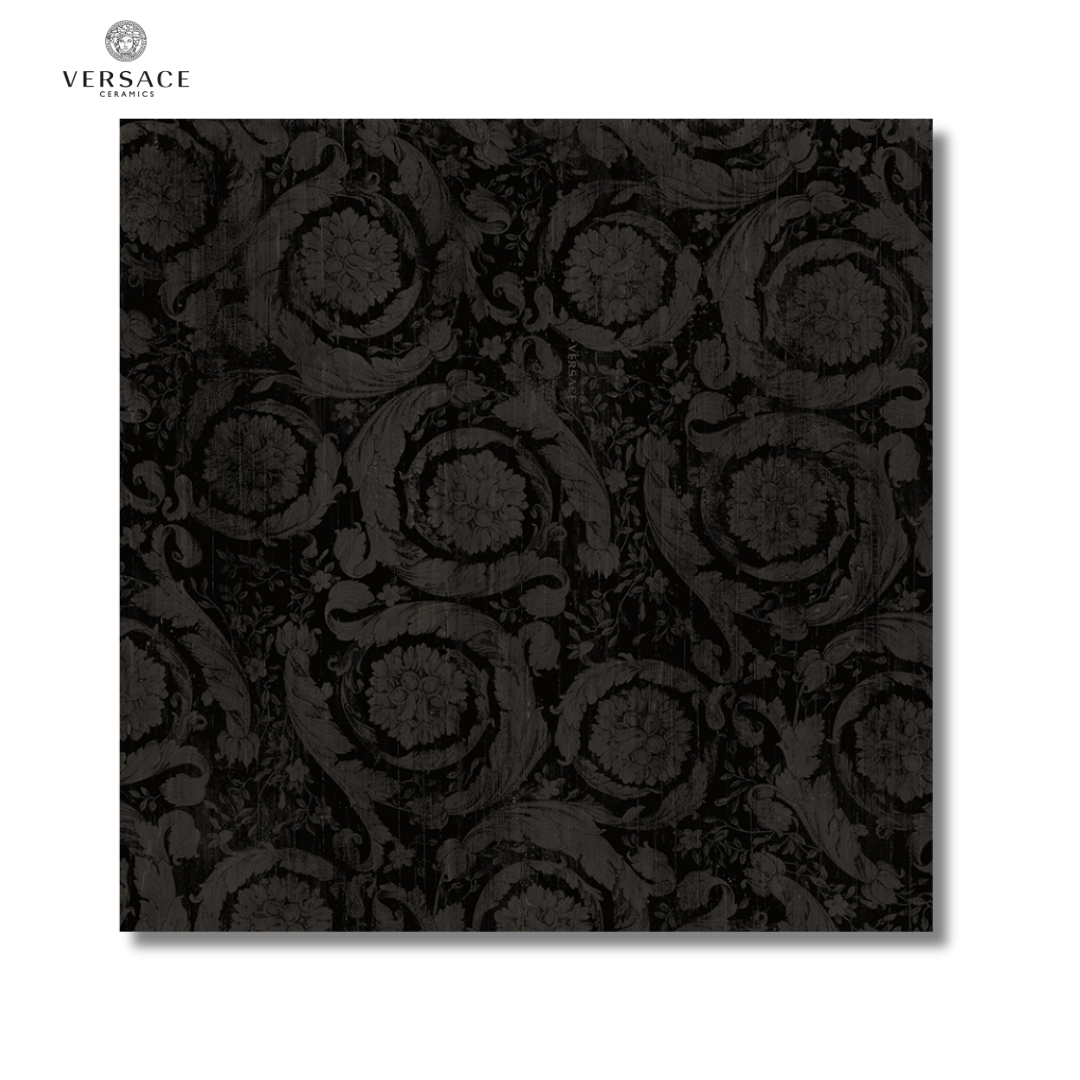 Eterno Carbon Baroque black ceramic wood effect floor tiles