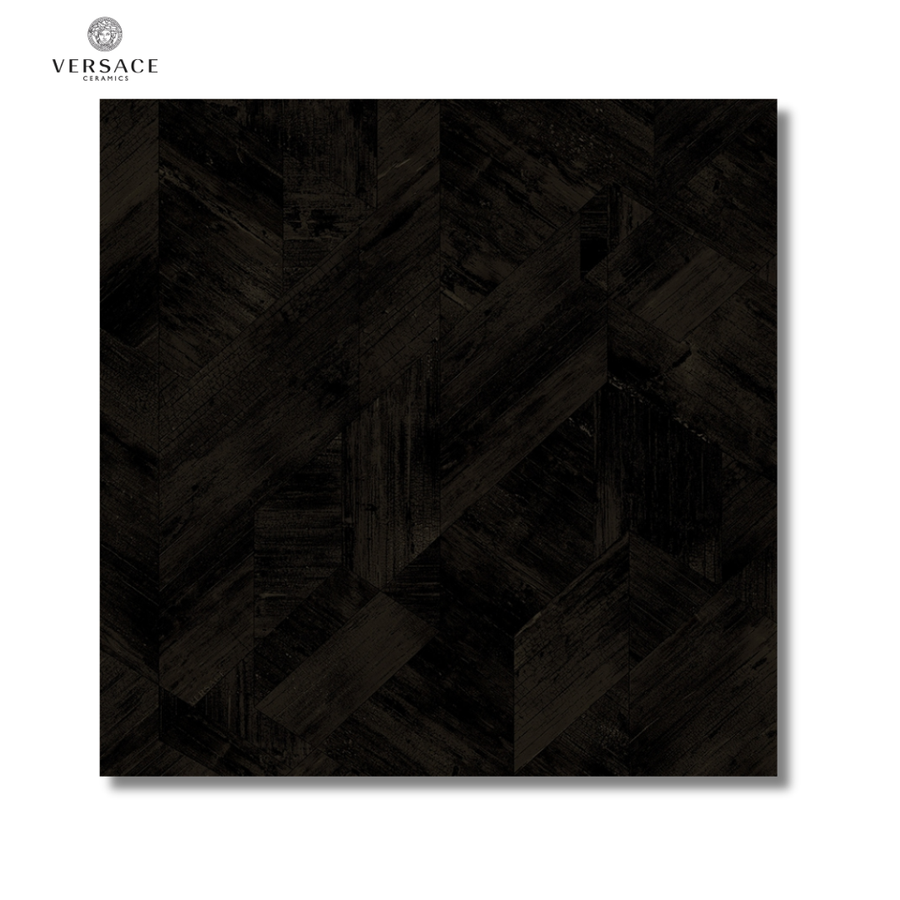 Eterno Carbon Plot black ceramic wood effect floor tiles