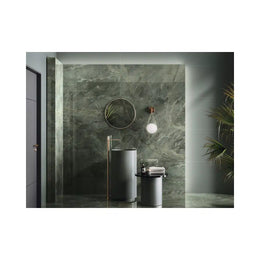 Polished porcelain tile with marble look used in contemporary kitchen design