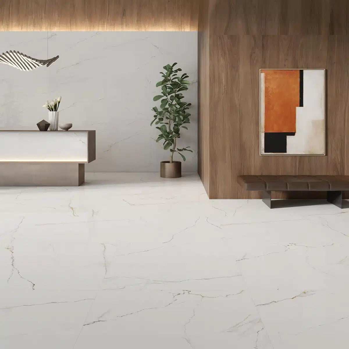 Manhattan Tan matt porcelain floor tile in a contemporary living space