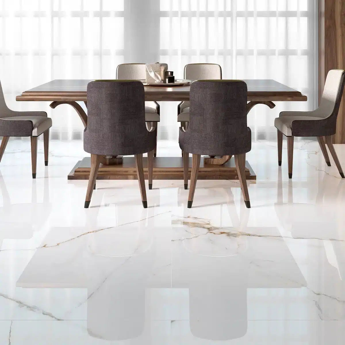 Manhattan White Matt porcelain tile on kitchen wall