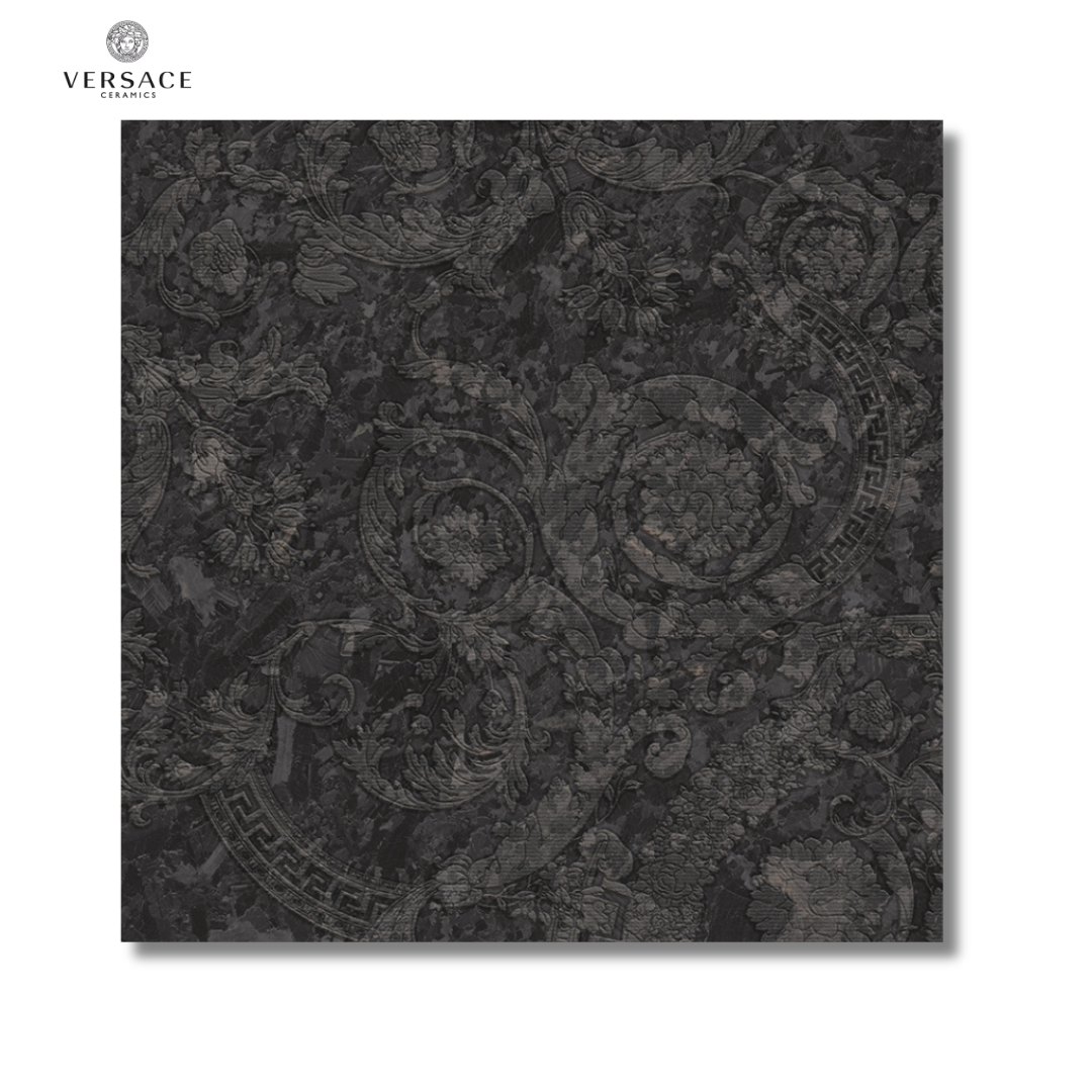 Meteorite Megabarocco Nero black ceramic marble effect wall and floor tiles