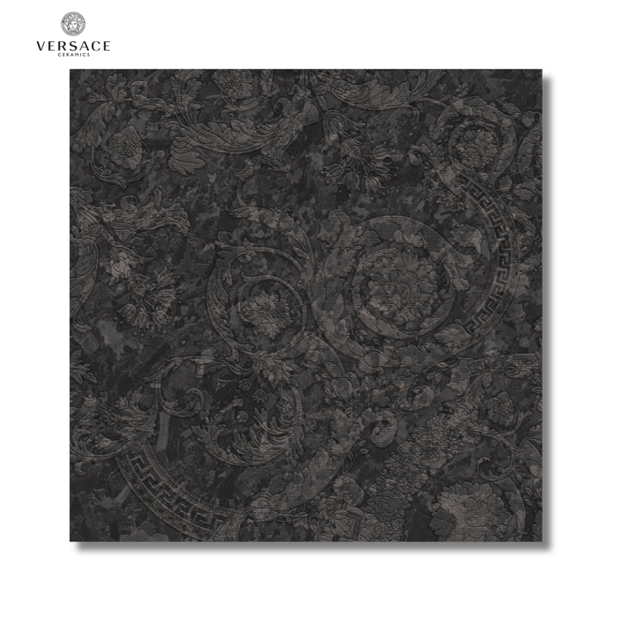 Meteorite Megabarocco Nero black ceramic marble effect wall and floor tiles