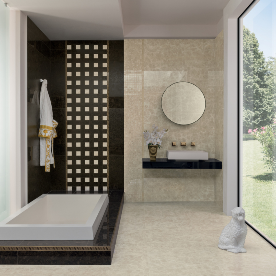 Beige marble effect ceramic tiles with Matt finish surface