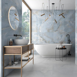 Coral porcelain floor tile with glossy finish Oni Coral wall tile for bathroom interior