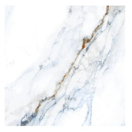 High-gloss beige porcelain tile with marble-effect finish in a bathroom setting