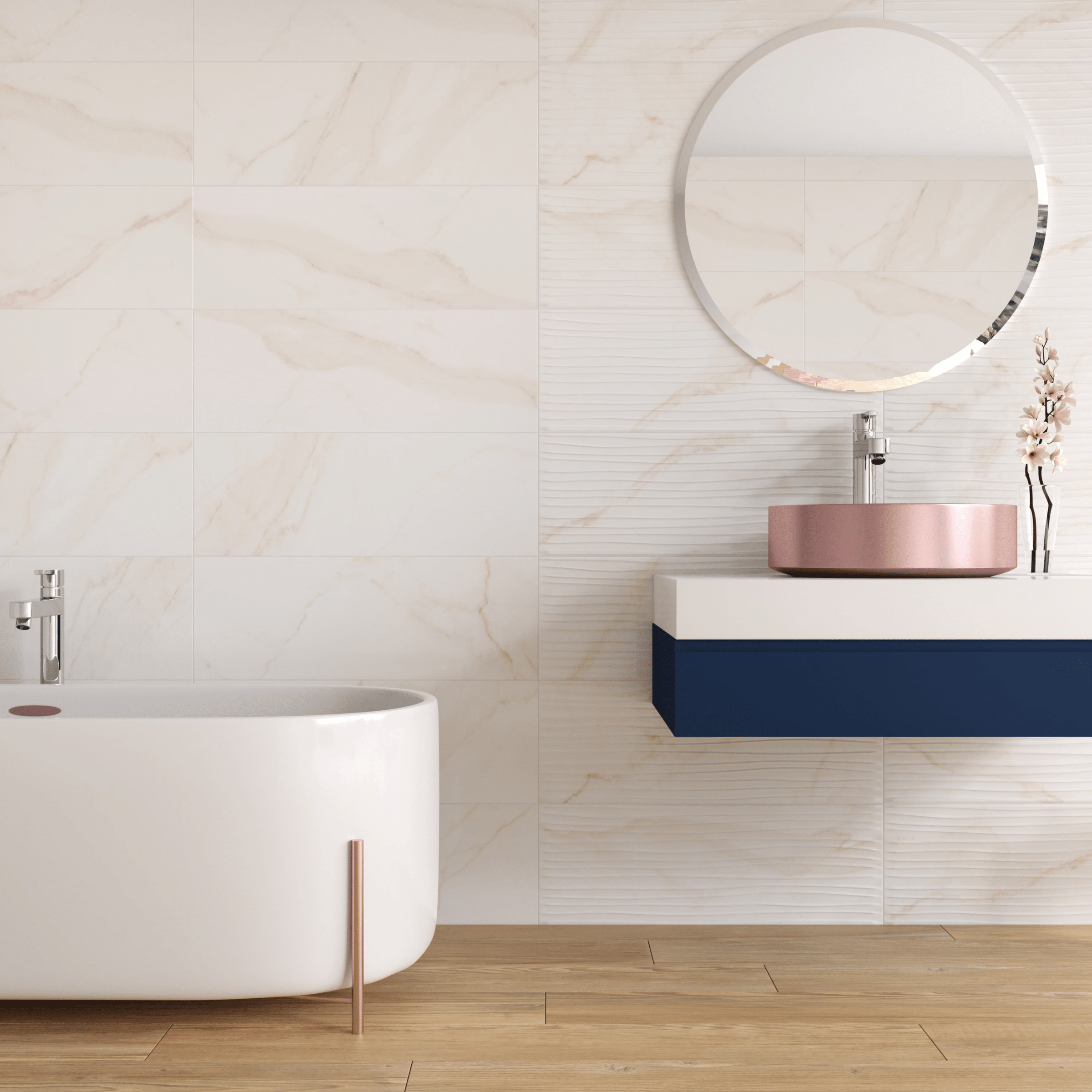 Gloss finish cream wall tile