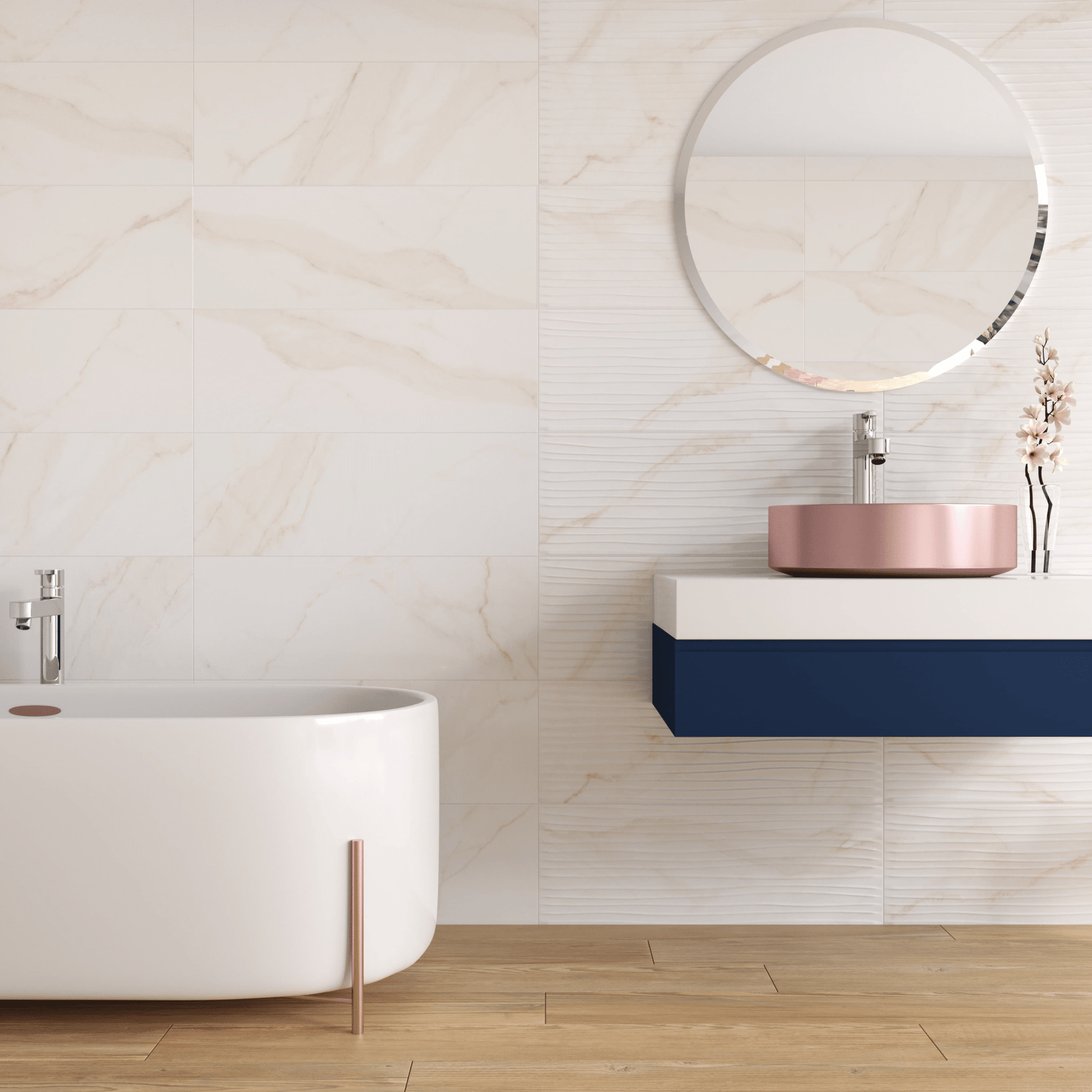 Gloss finish cream wall tile